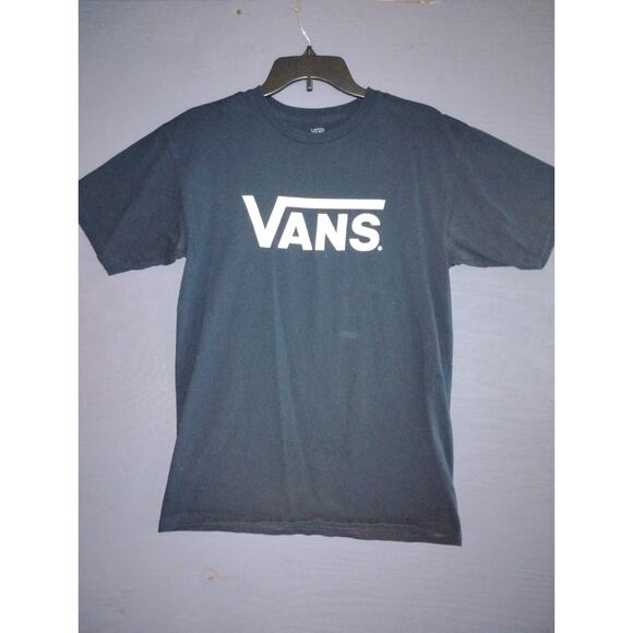 Vans Unisex Crew Neck Blue Lightly Used White Graphic Tee Shirt 100 Cotton - Picture 1 of 13